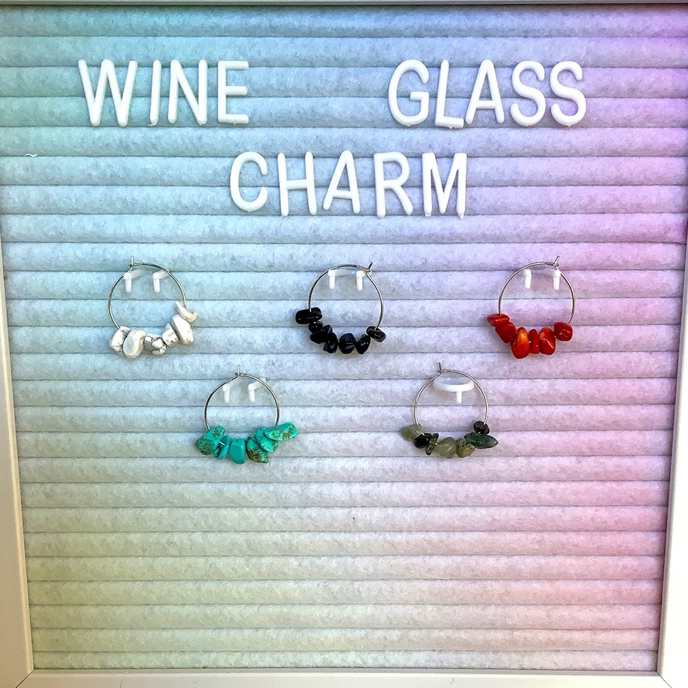 Natural Stone Wine Glass Charm